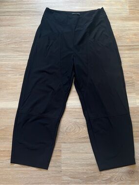 Sarah Pacini Barrel Pants Size 28 Black Nylon Cropped Wide Leg high rise Italy